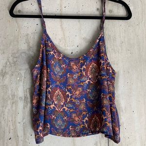 Paisley Print Flowy Crop Top Tank Top